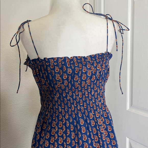 Doen Rhoda Organic Cotton Poplin Sundress Women's M Mazarine Sunrise Paisley - Picture 11 of 16